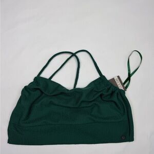 NWT YouCom Green Knit Crop Tank Top Tie Back Strappy Bralette Women’s Size P / S